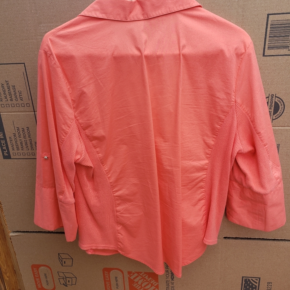St John's Bay, Peach, 3/4 Button Sleeves
